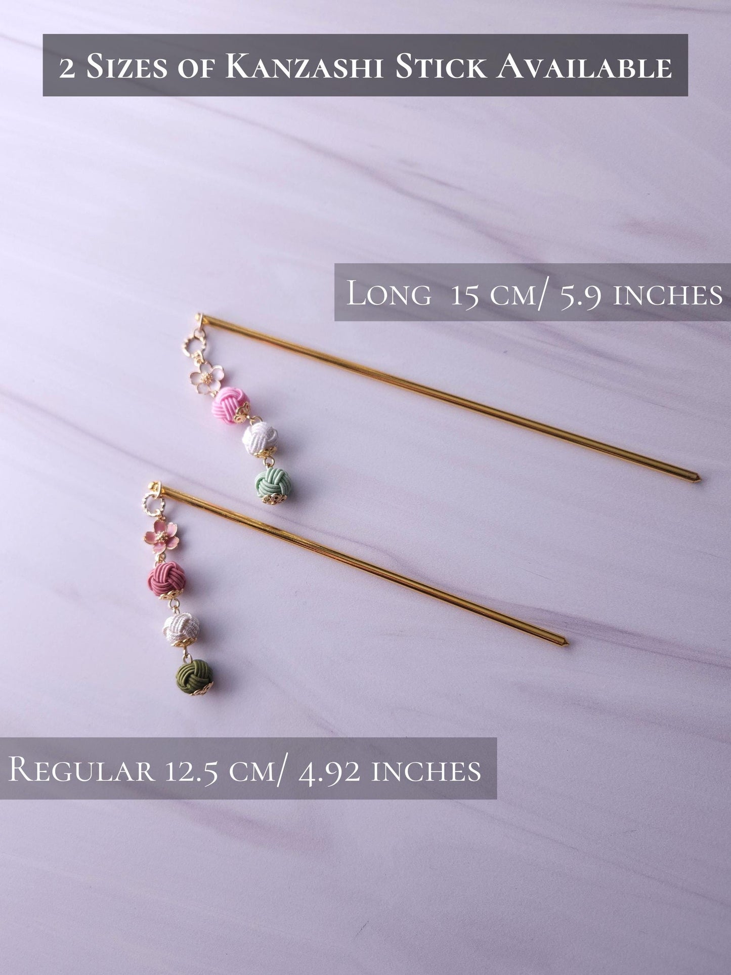 Kanzashi- Sakura Pink White Green