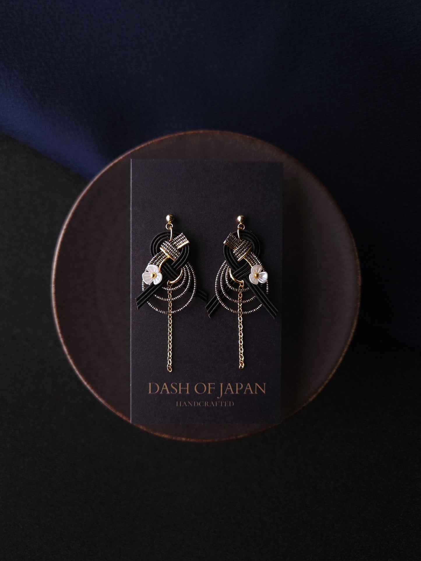 Drop Earrings made with Japanese Mizuhiki - Black