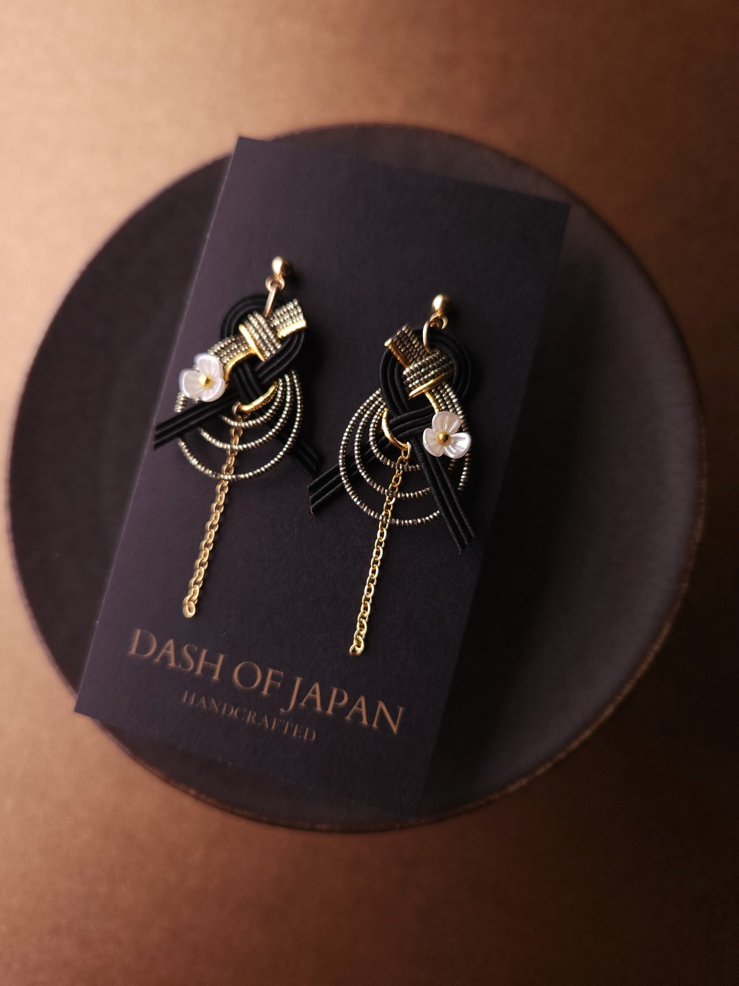 Drop Earrings made with Japanese Mizuhiki - Black