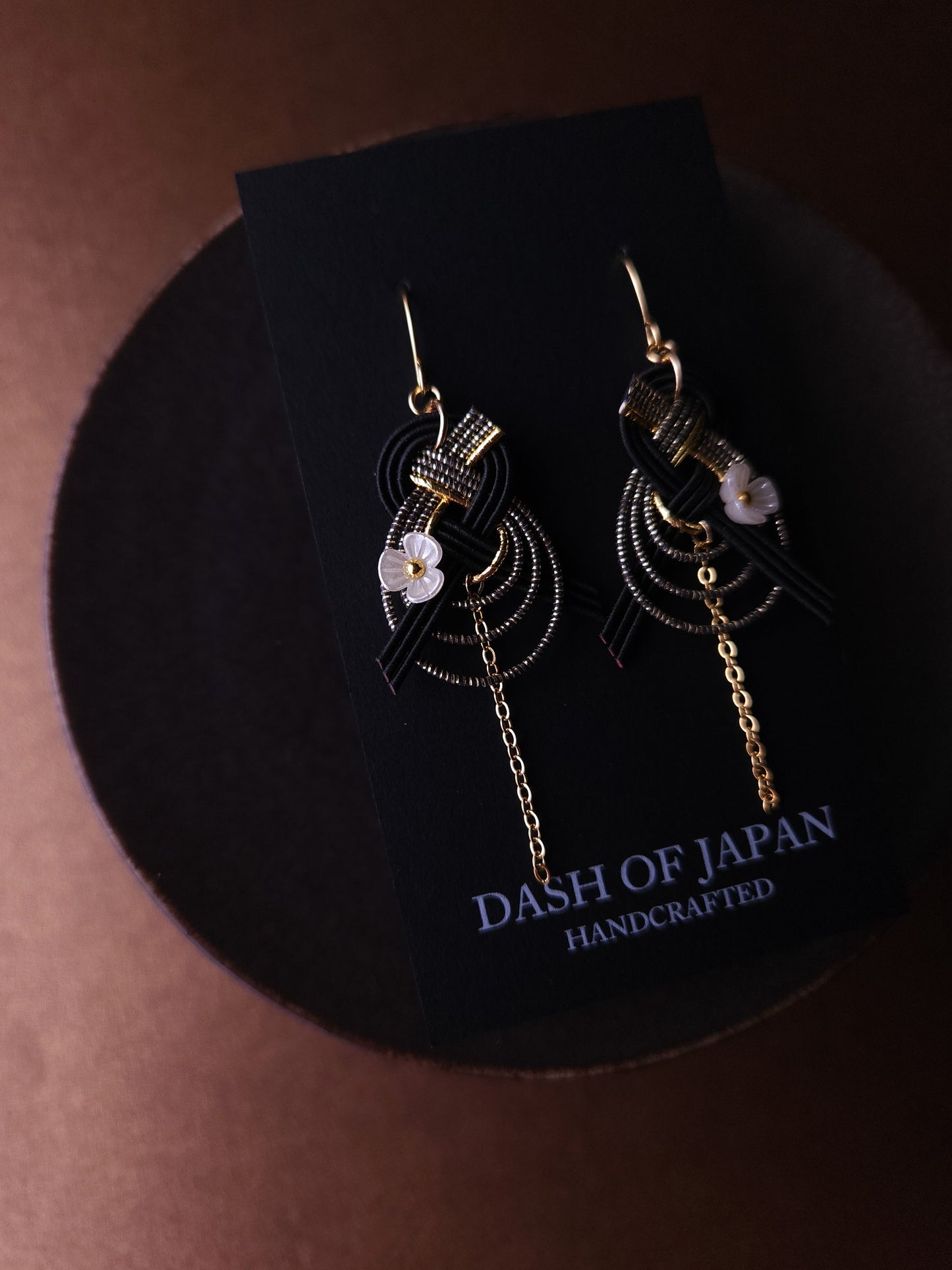 Drop Earrings made with Japanese Mizuhiki - Black