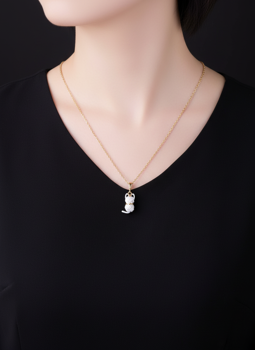 Cat Necklace - White