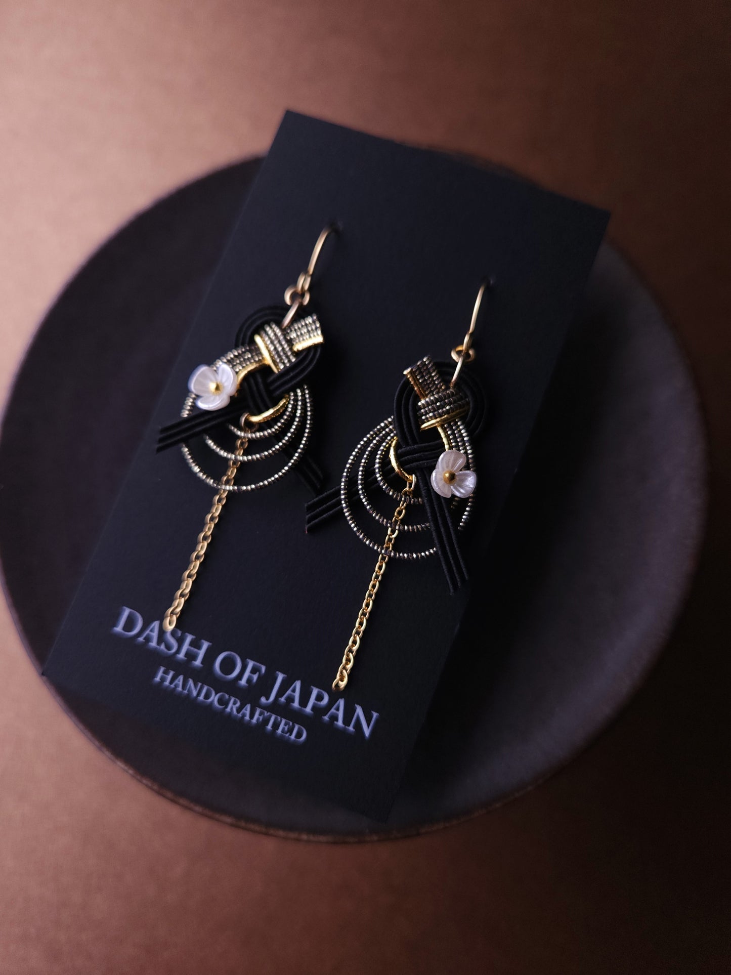 Drop Earrings made with Japanese Mizuhiki - Black