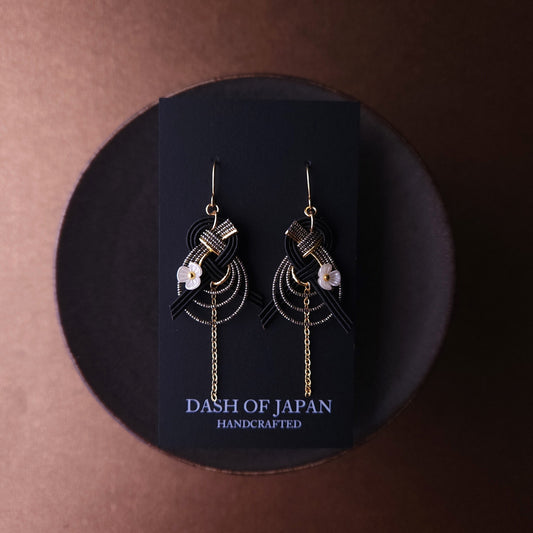 Drop Earrings made with Japanese Mizuhiki - Black