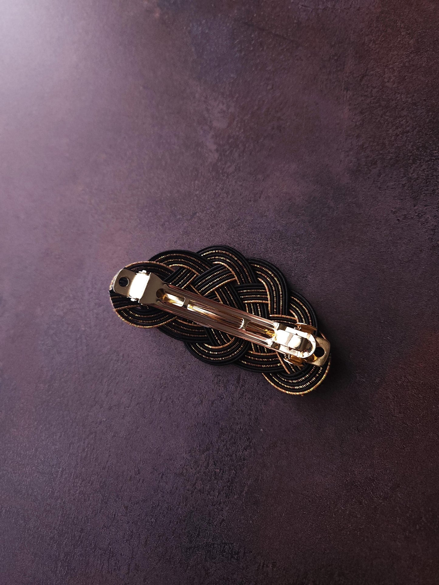 Hair Barrette - Black and Gold