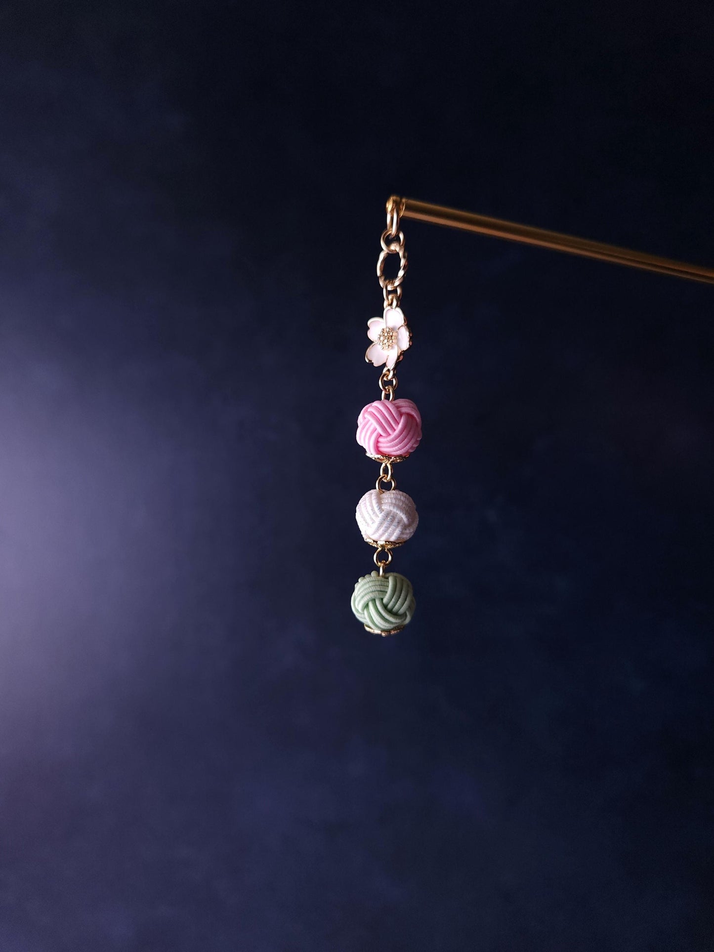Kanzashi- Sakura Pink White Green