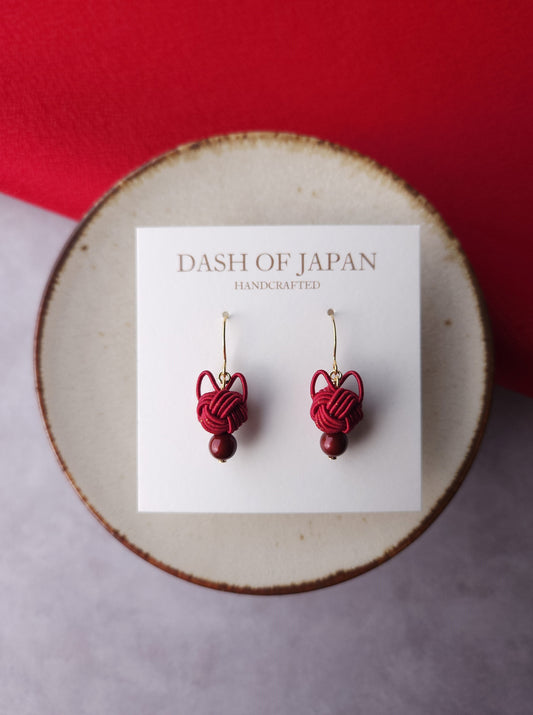 Cat Head Earrings - Dark Red