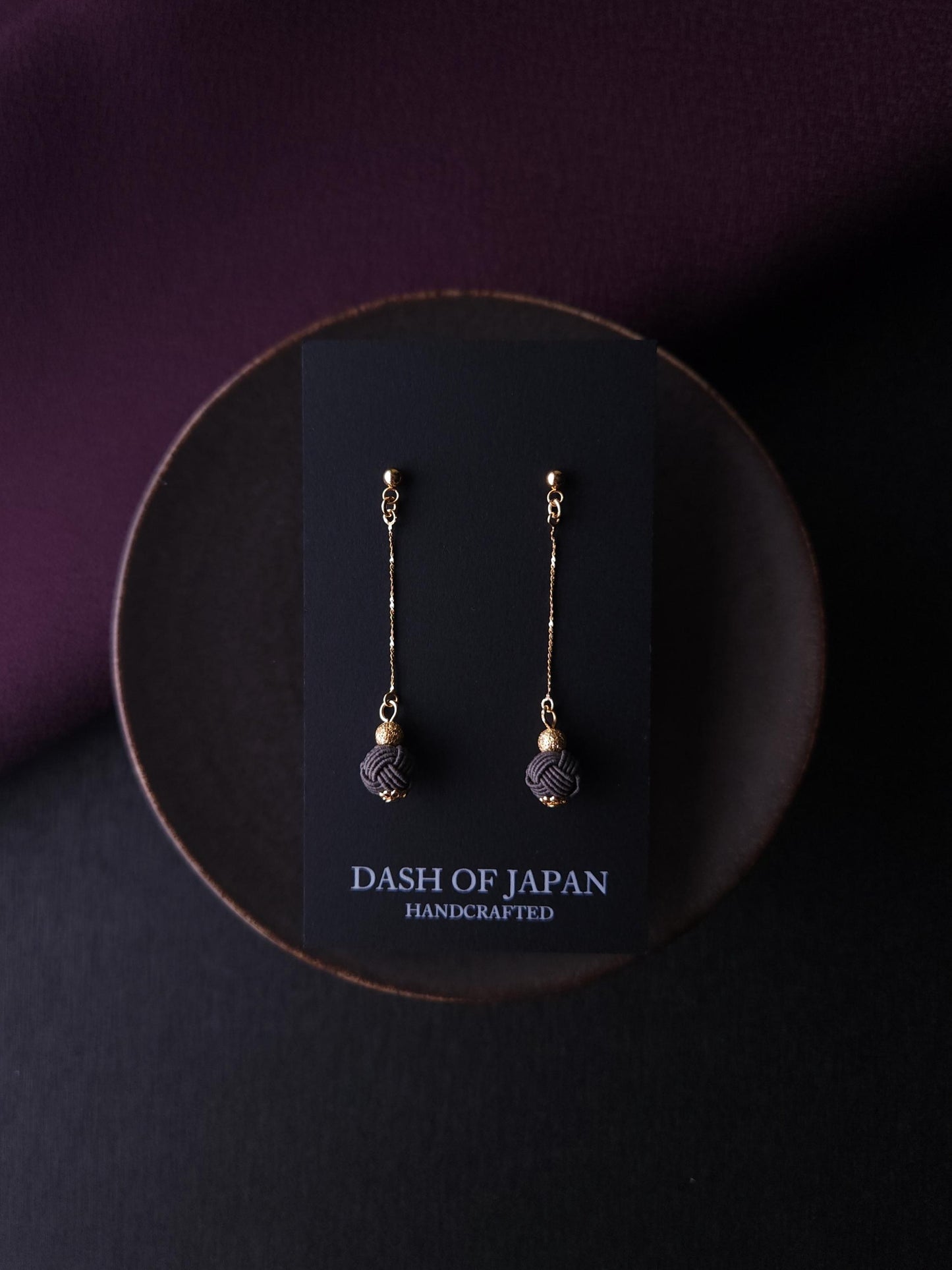 Long Drop Earrings - Charcoal Gray