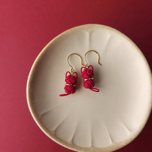 Cat Earrings -Dark Red