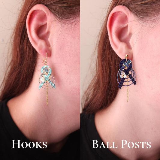 Drop Earrings made with Japanese Mizuhiki - Black