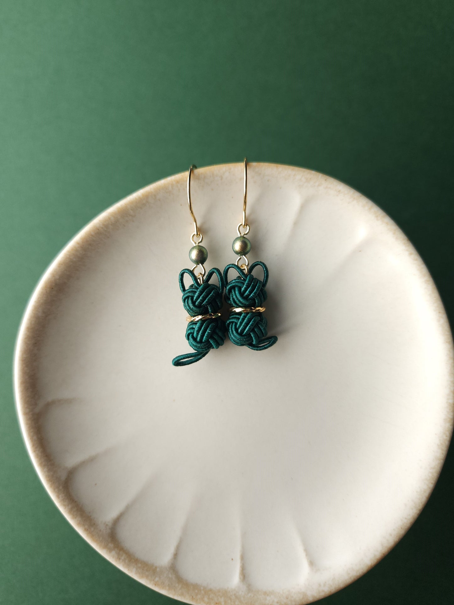 Cat Earrings - Deep Green