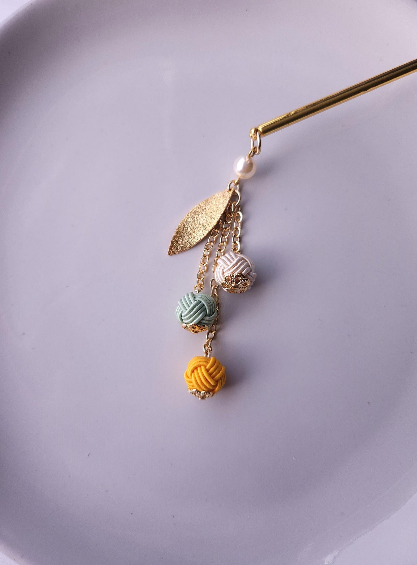 Kanzashi - Yellow Green White