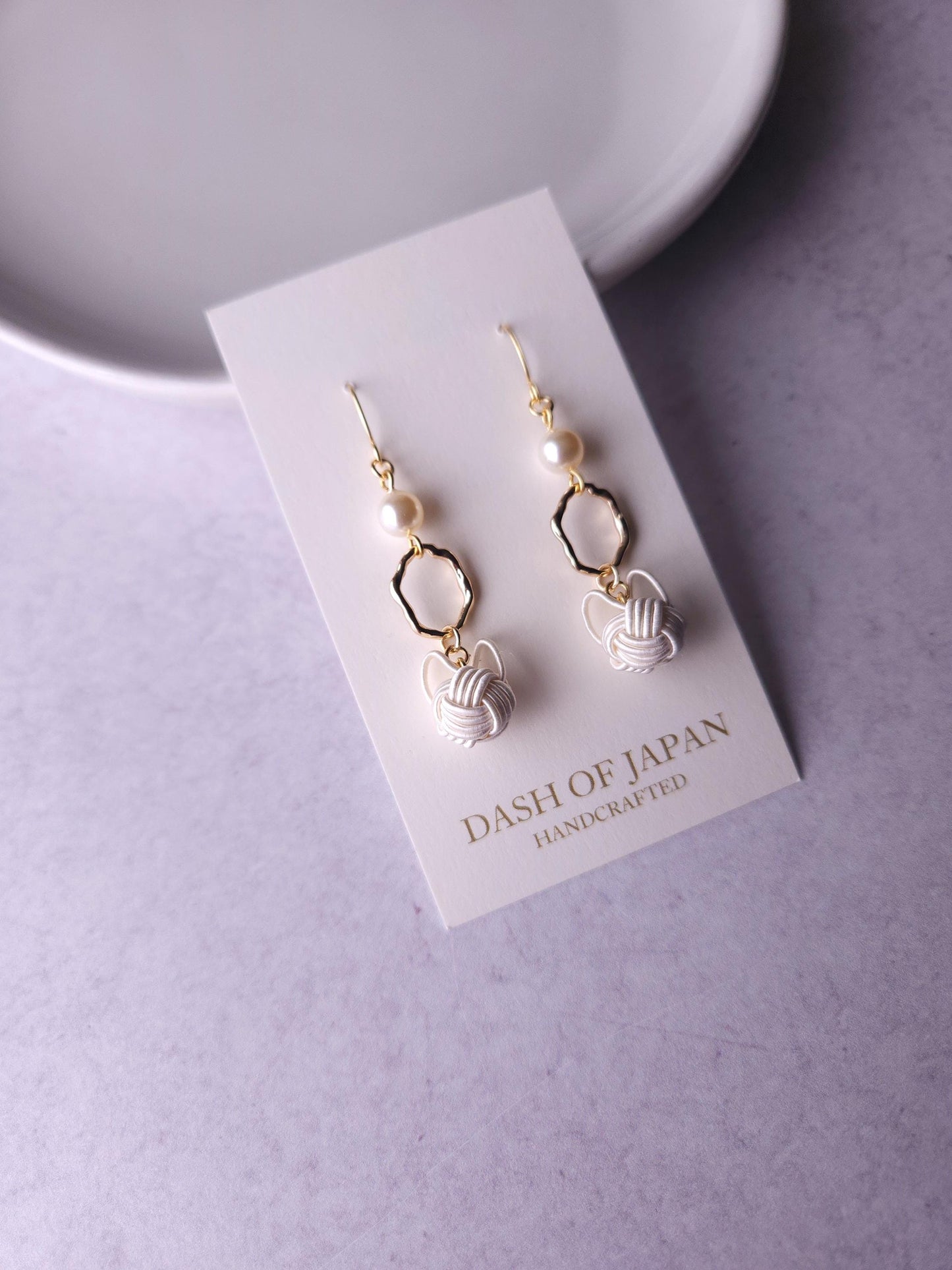 Cat Pearl Drop Earrings- White