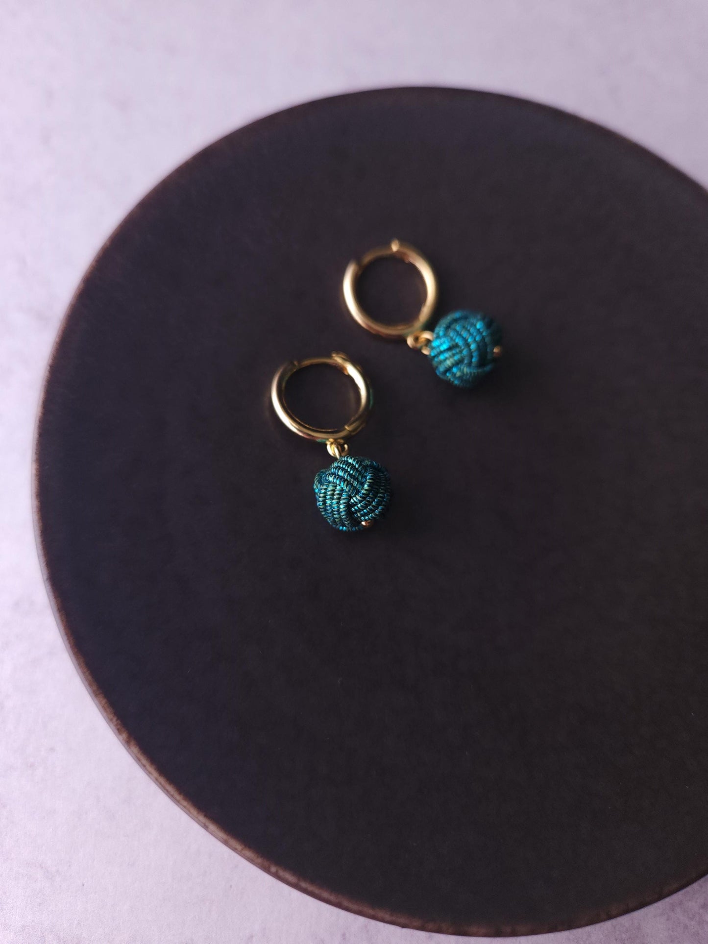 Huggie Hoop Drop Earrings - Metallic Teal