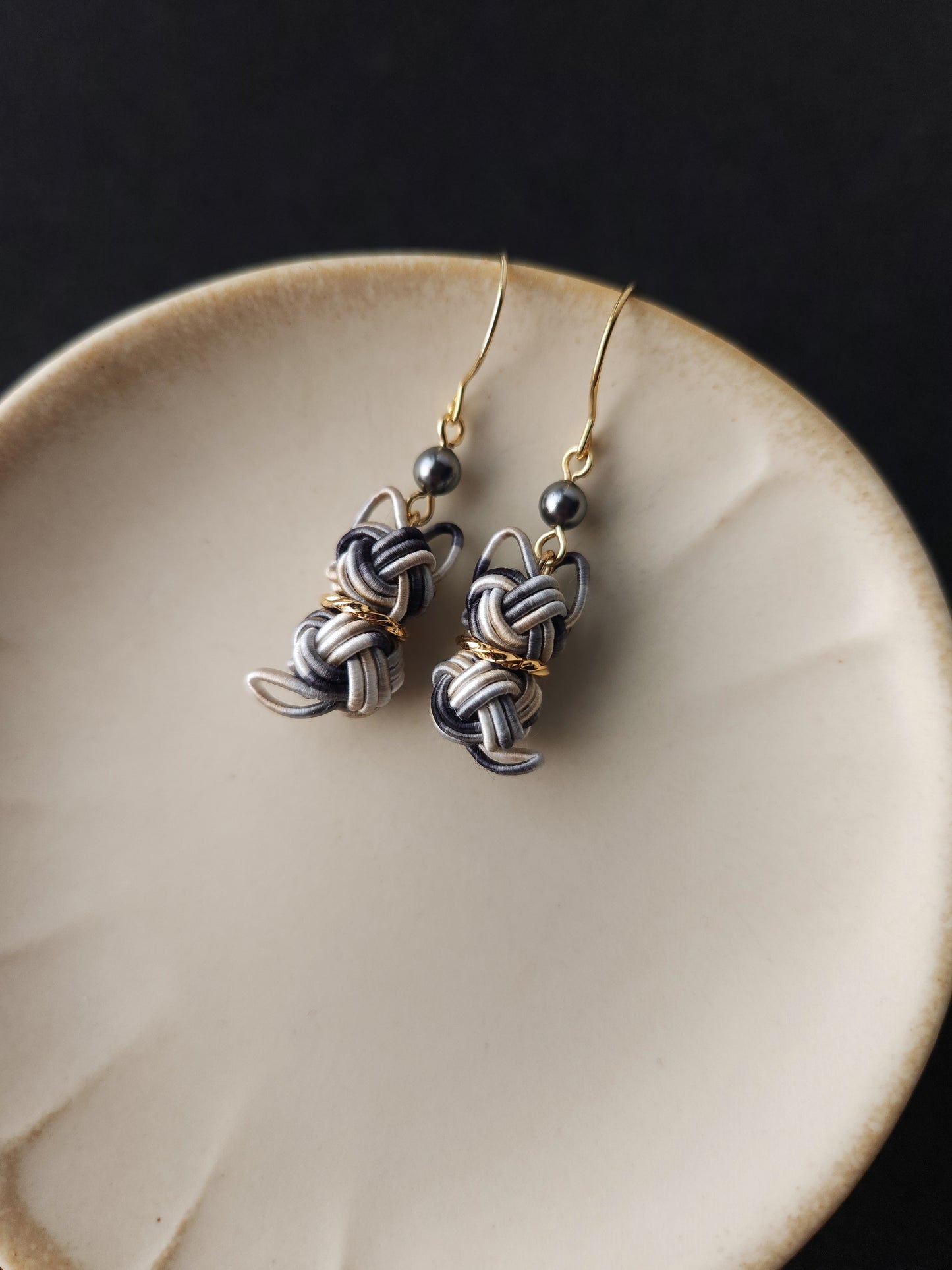 Cat  Earrings- Black and White Bicolor
