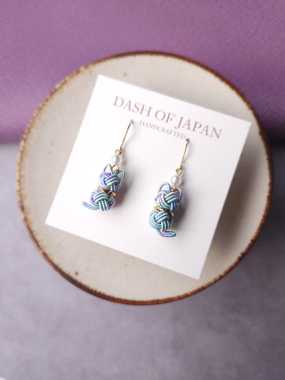 Cat Earrings - Hydrangea Blue