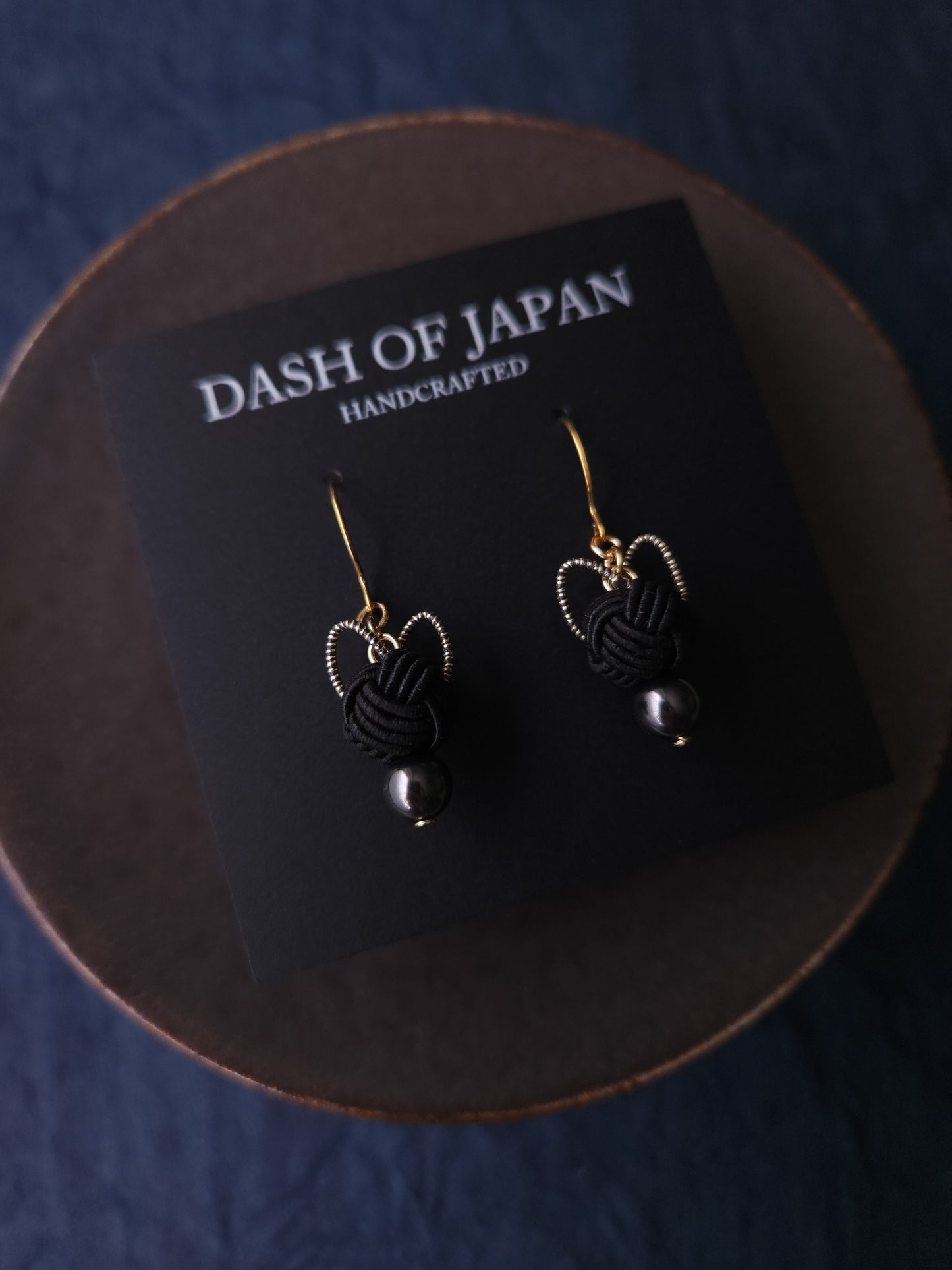 Cat Head Earrings - Black x Black Gold