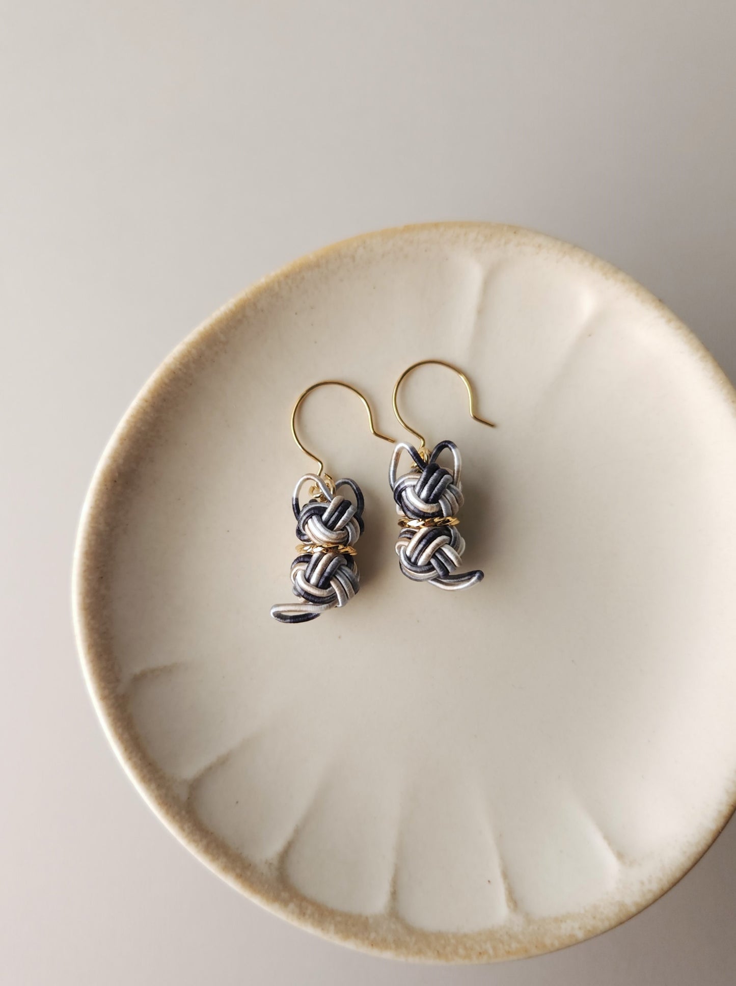 Cat  Earrings- Black and White Bicolor