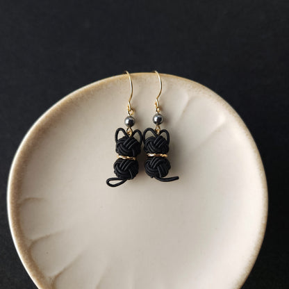 Cat Earrings -  Black