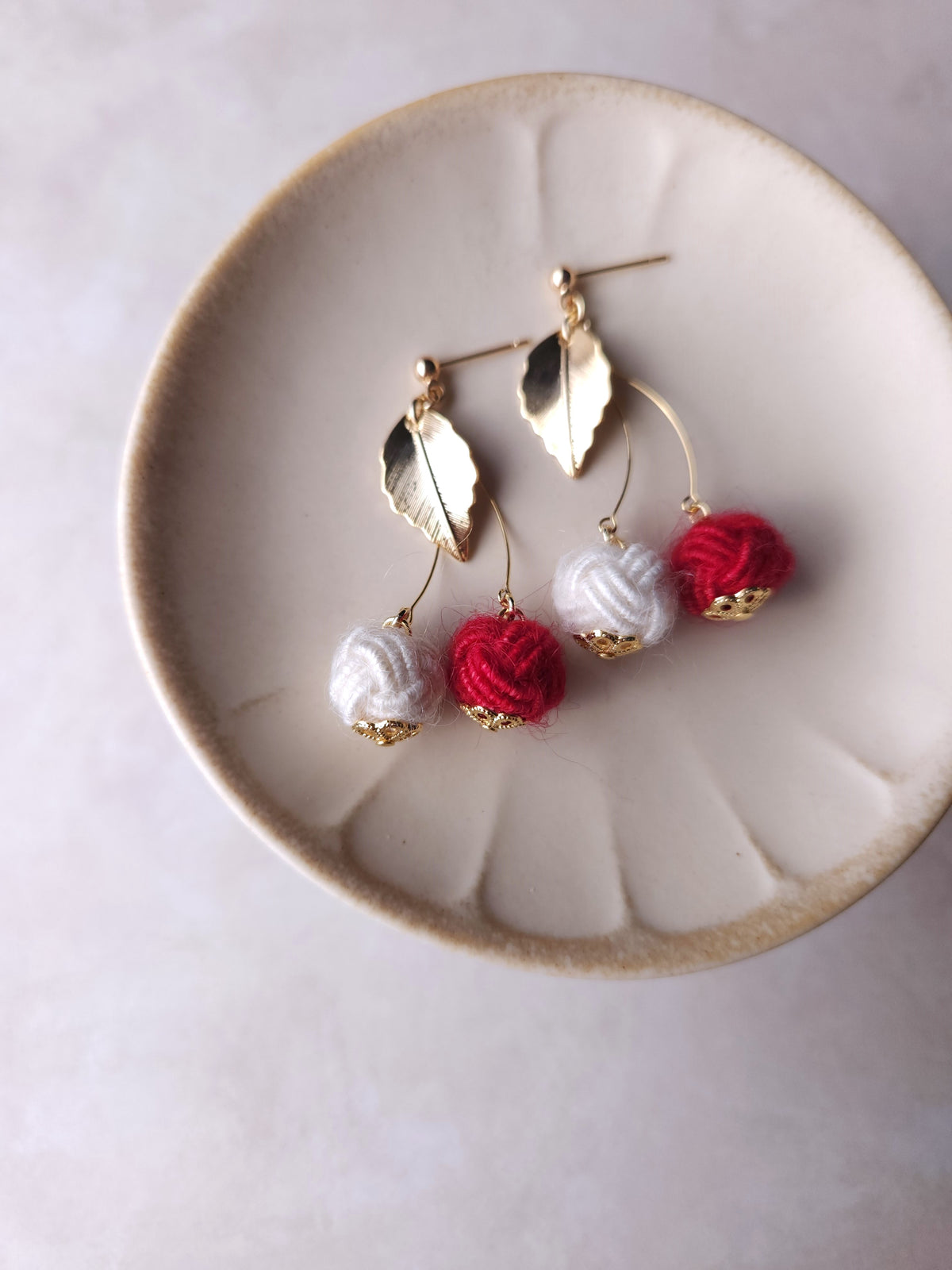 Fluffy Cherry Drop - Red and White