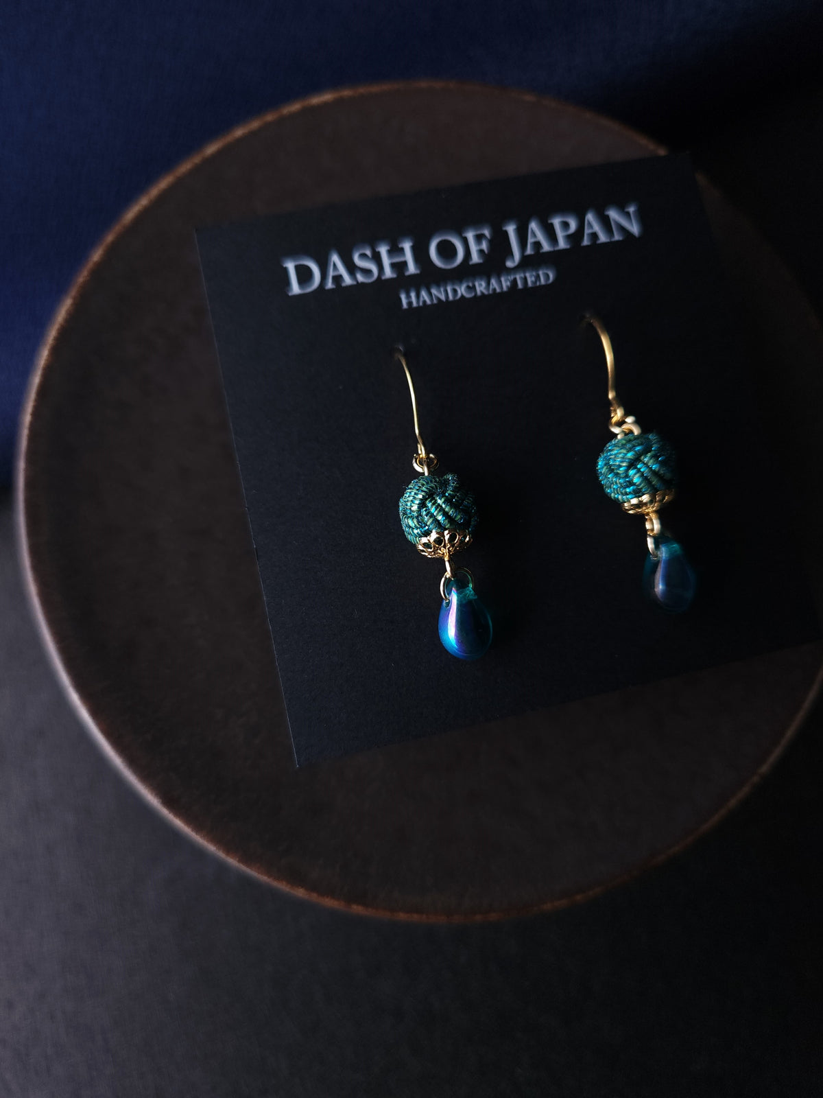 Simple Drop Earrings -  Metallic Blue Green