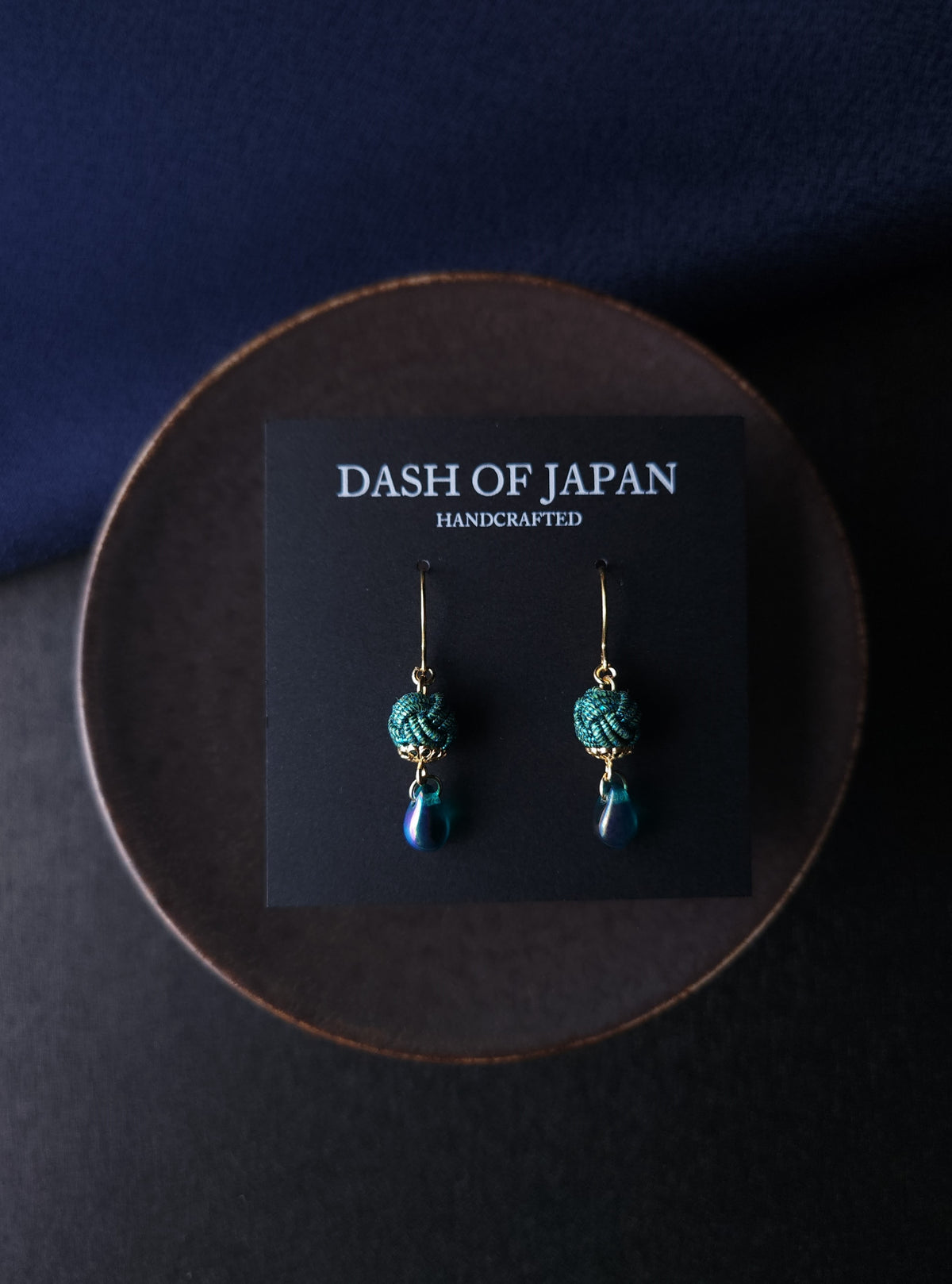 Simple Drop Earrings -  Metallic Blue Green