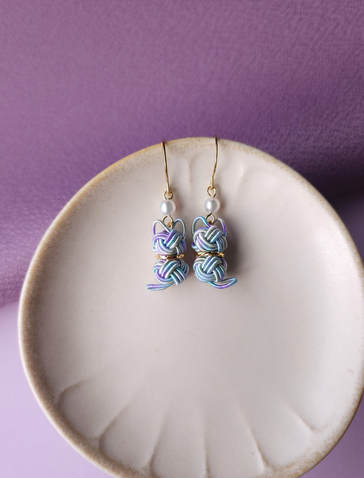 Cat Earrings - Hydrangea Blue