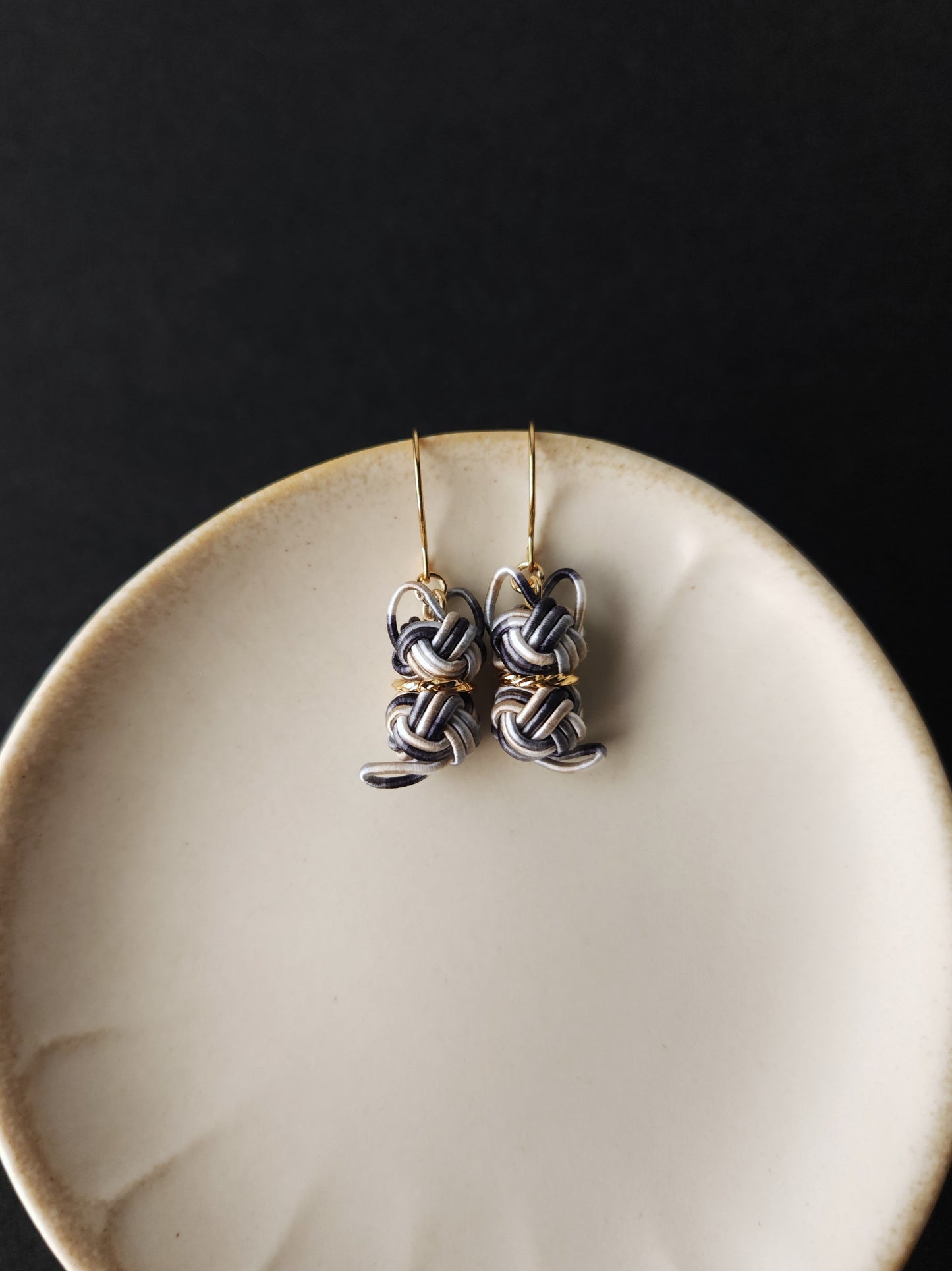 Cat  Earrings- Black and White Bicolor