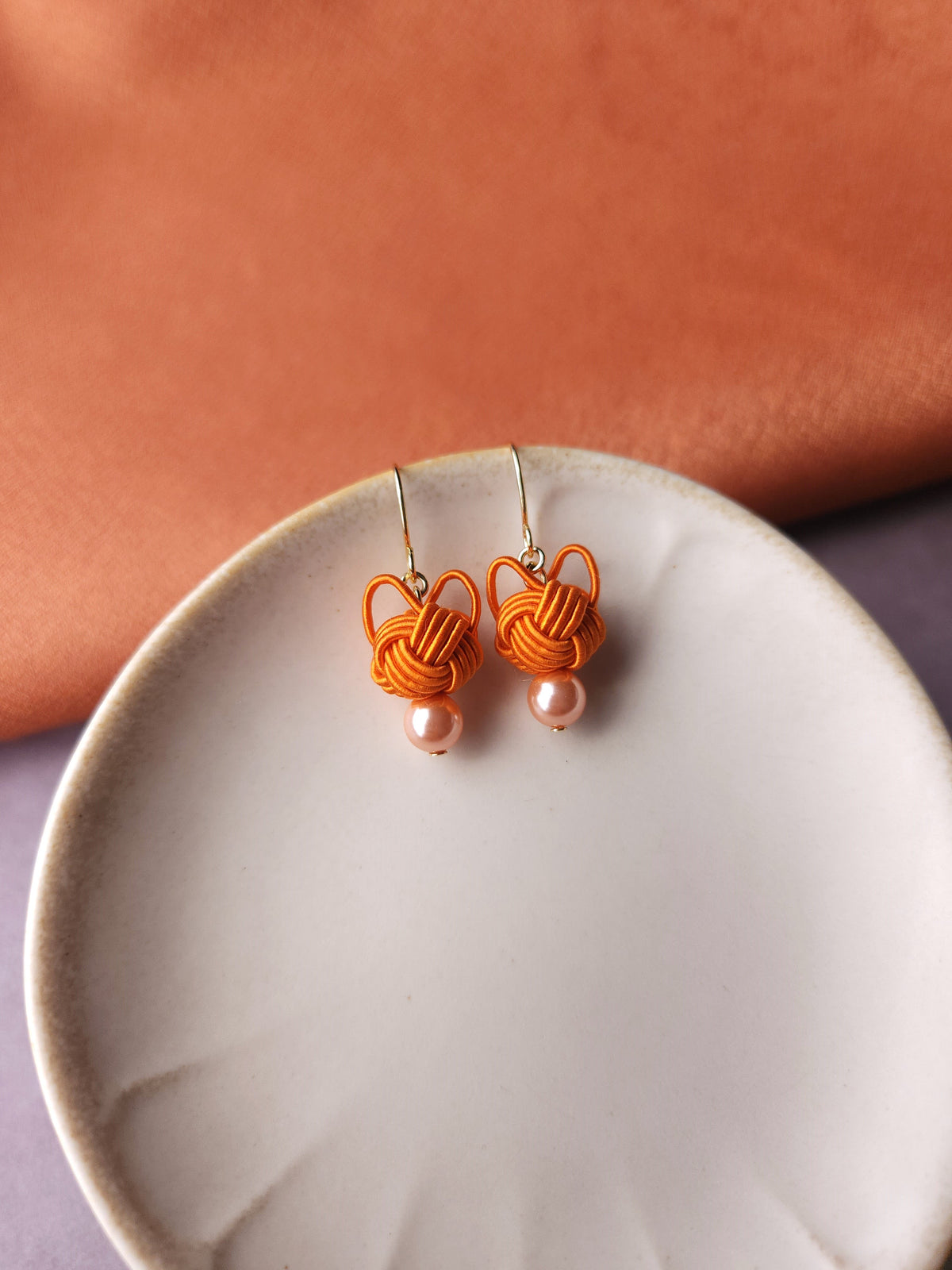 Cat Head Earrings - Orange