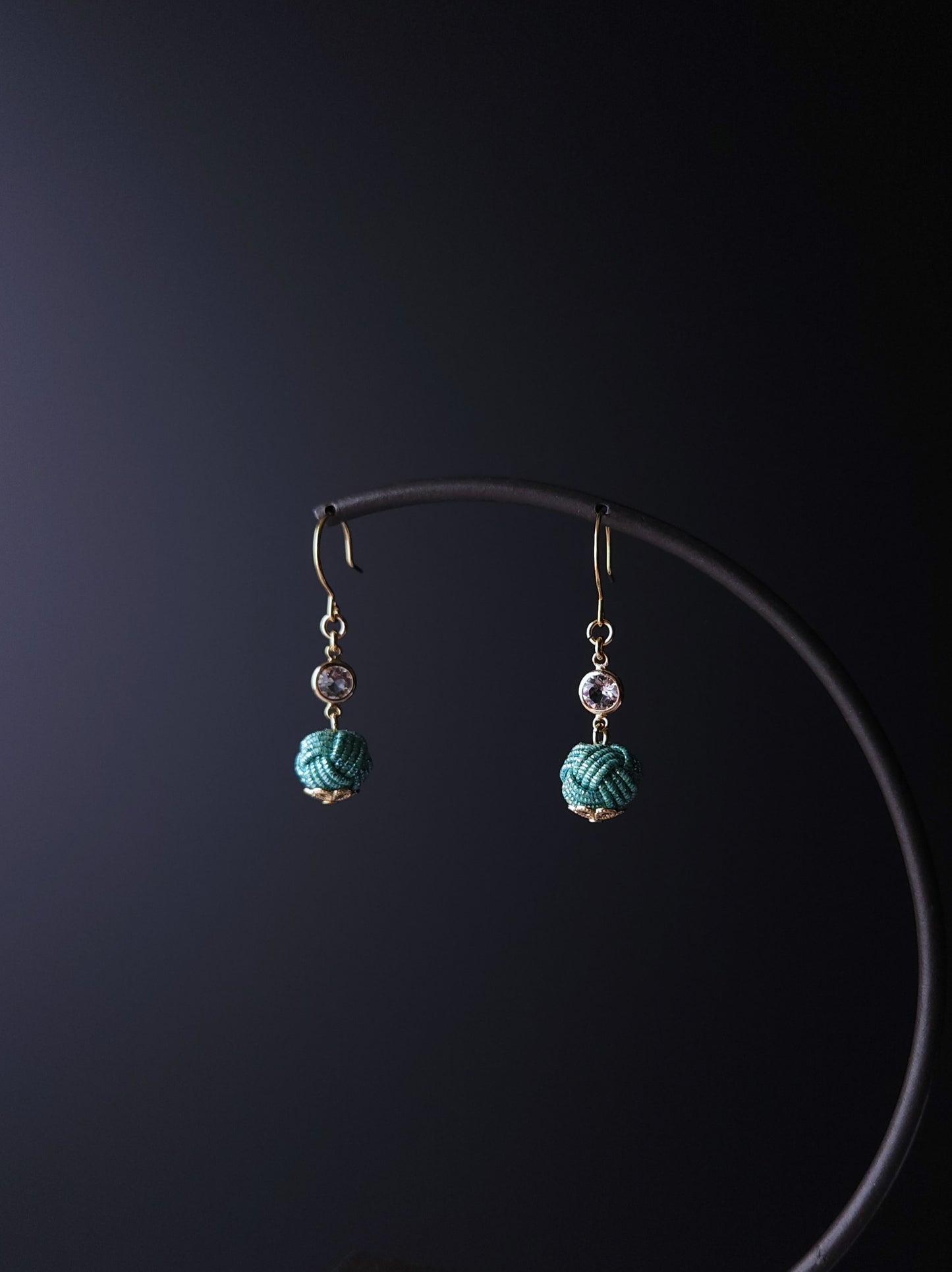 Japanese Mizuhiki Drop Earrings - Shiny Aqua