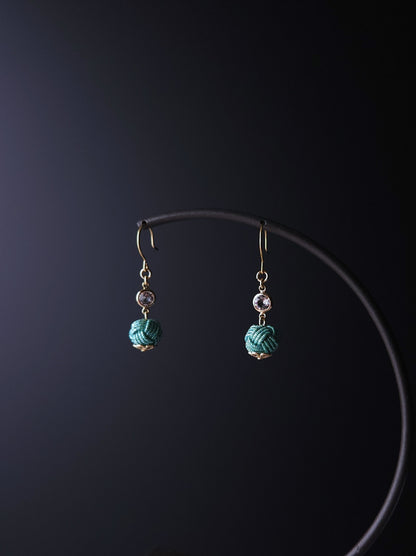 Japanese Mizuhiki Drop Earrings - Shiny Aqua