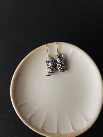 Cat  Earrings- Black and White Bicolor