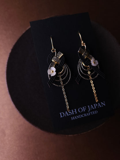 Drop Earrings made with Japanese Mizuhiki - Black