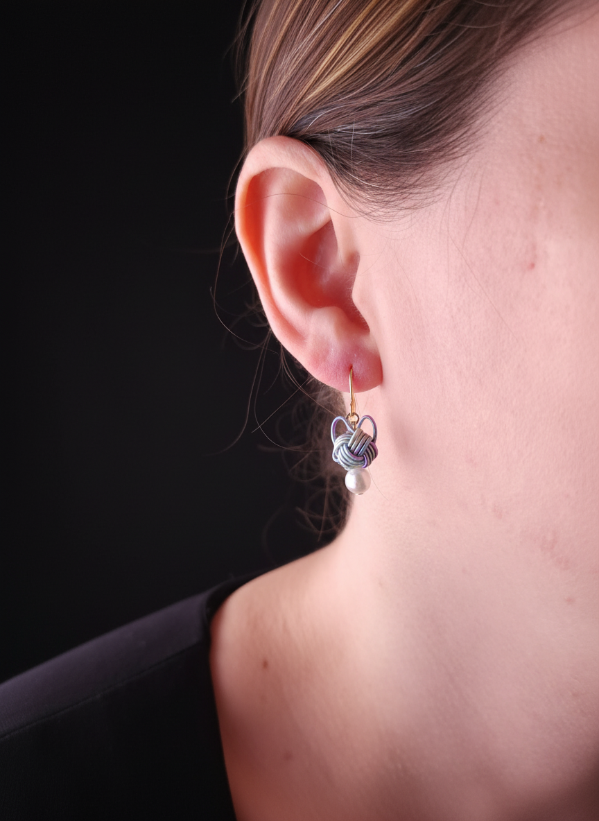 Cat Head Earrings  - Blue Mix