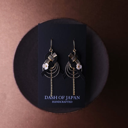 Drop Earrings made with Japanese Mizuhiki - Black