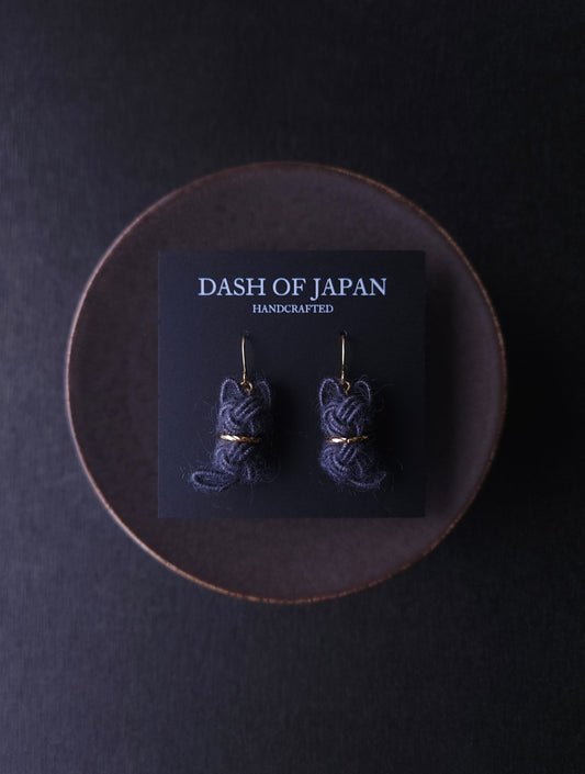 Fluffy Cat Earrings - Charcoal