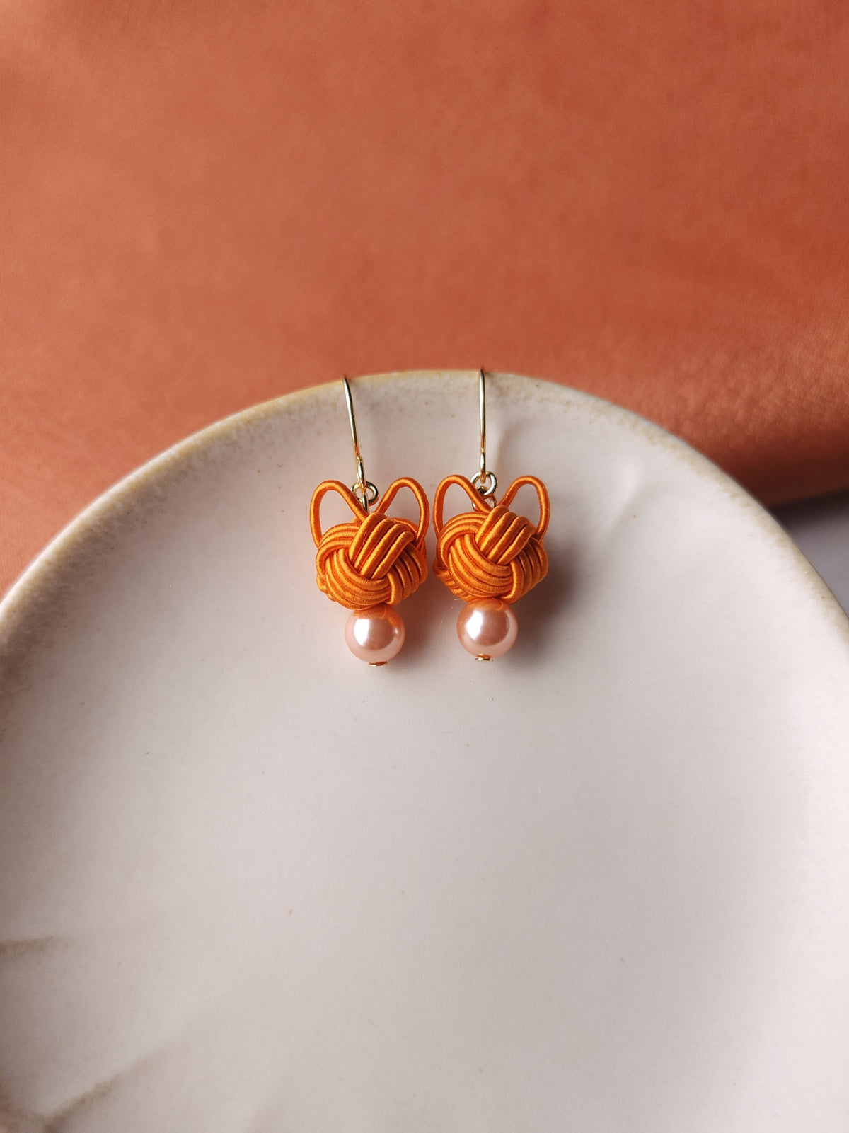 Cat Head Earrings - Orange