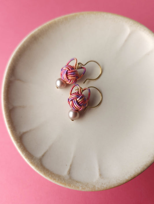 Cat Head Earrings - Pink Mix