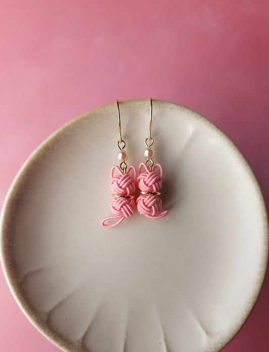 Cat Earrings - Coral Pink