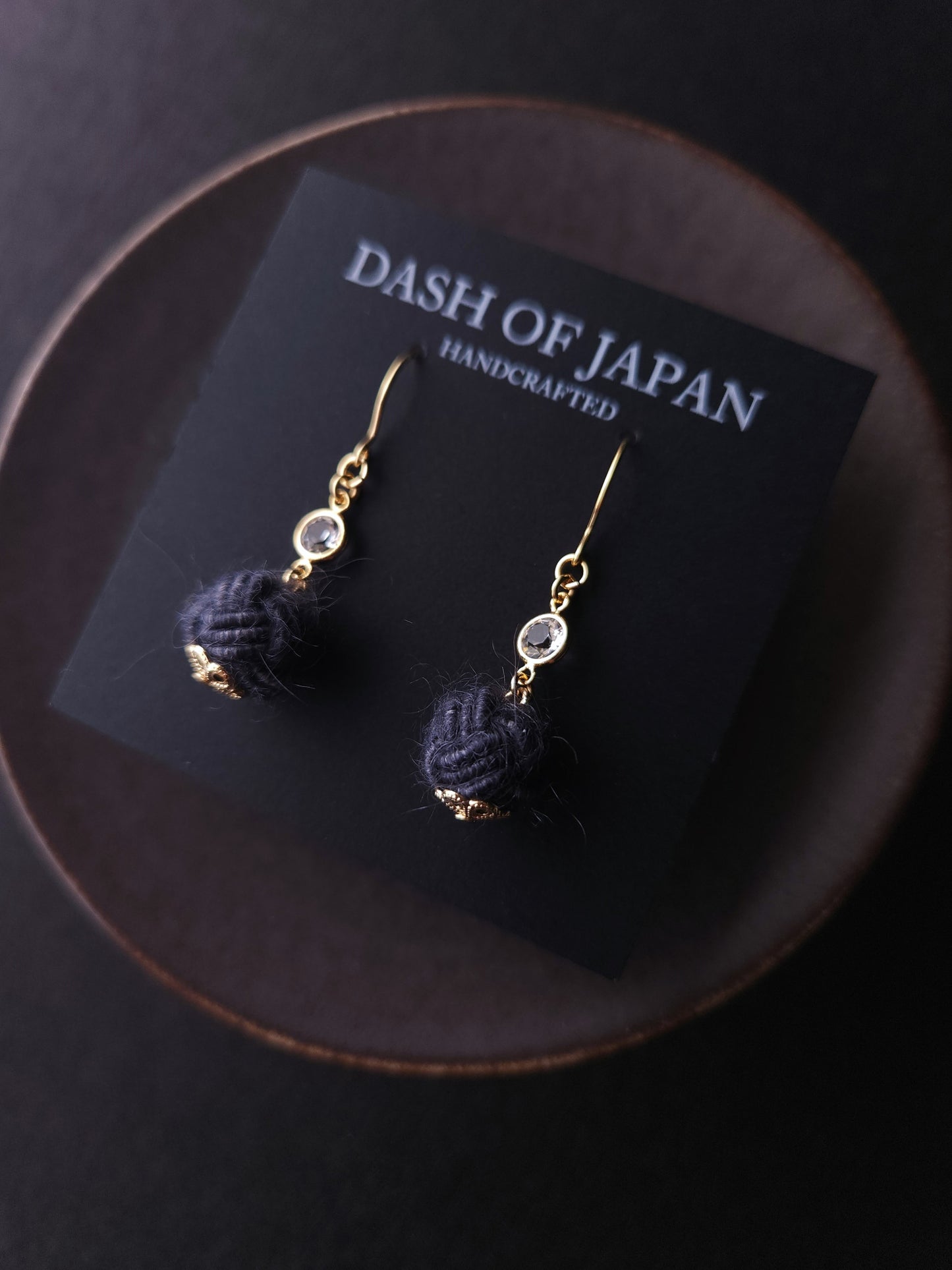 Japanese Mizuhiki Drop Earrings - Fluffy Gray