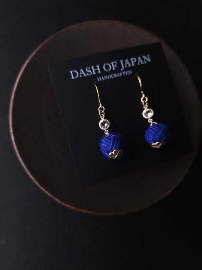 Japanese Mizuhiki Drop Earrings - Fluffy Blue