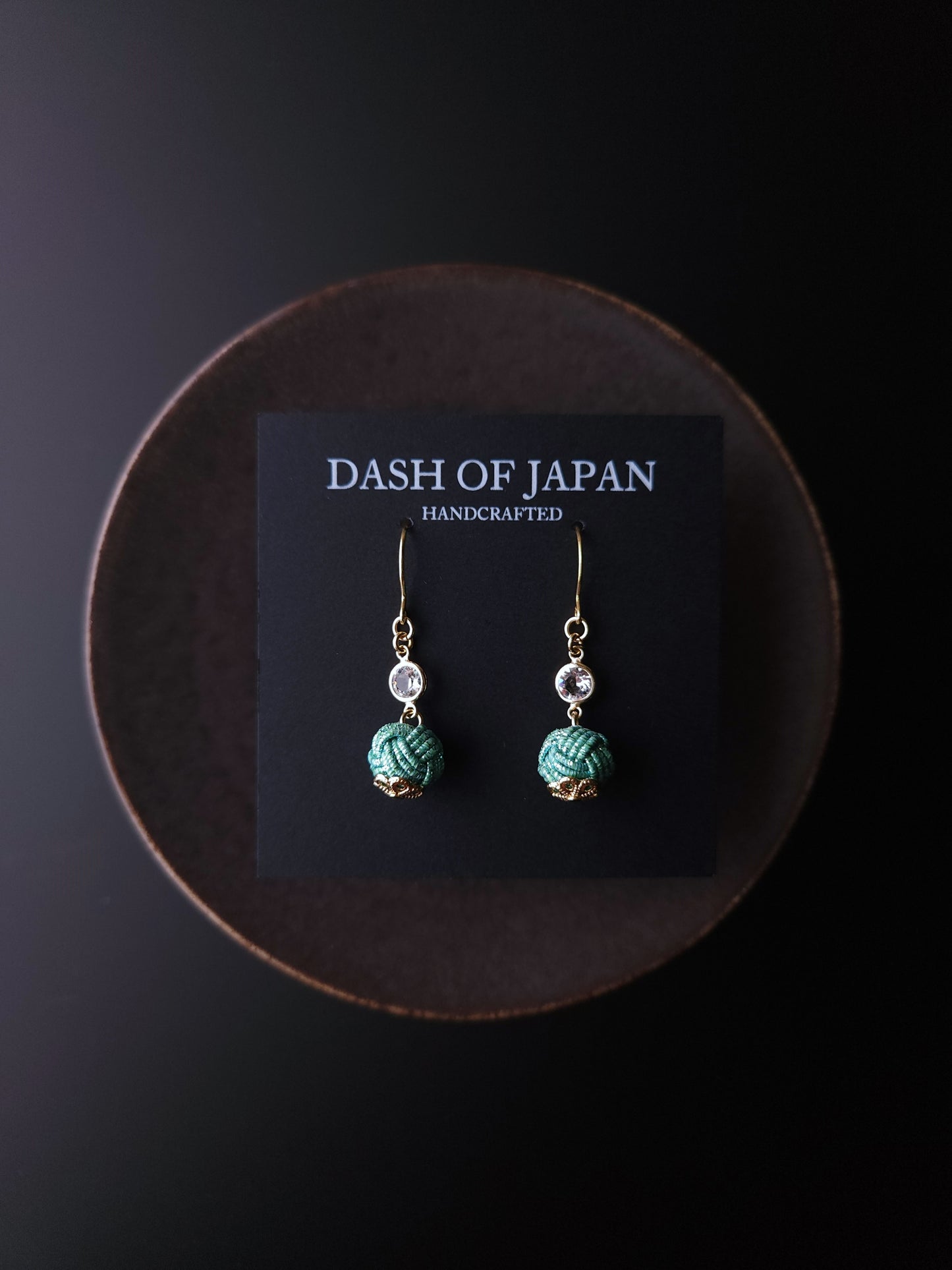 Japanese Mizuhiki Drop Earrings - Shiny Aqua