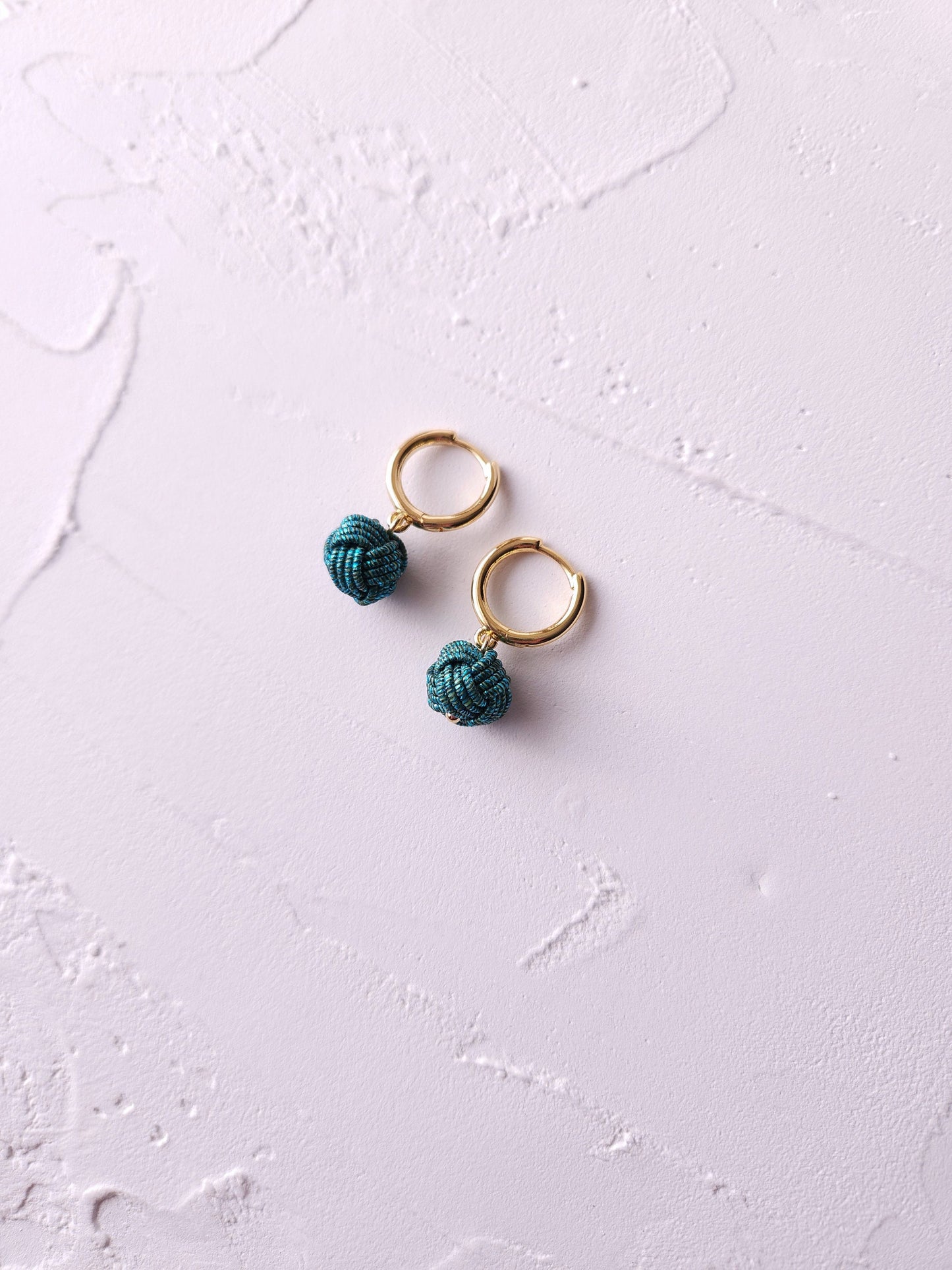 Huggie Hoop Drop Earrings - Metallic Teal