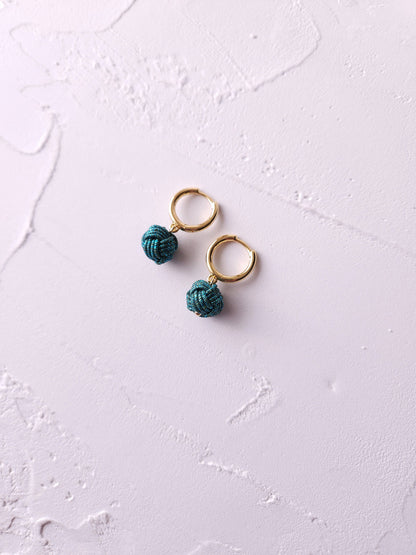 Huggie Hoop Drop Earrings - Metallic Teal