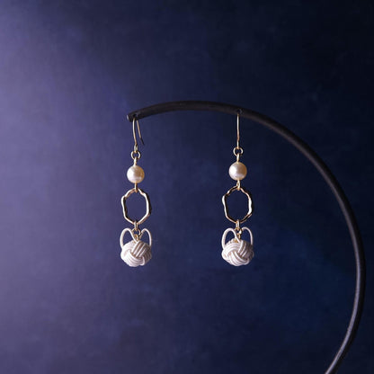 Cat Pearl Drop Earrings- White