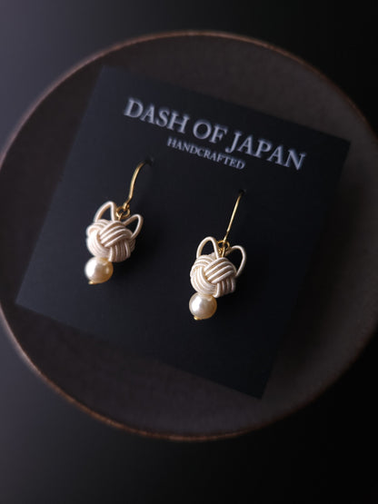 Cat Head Earrings - White