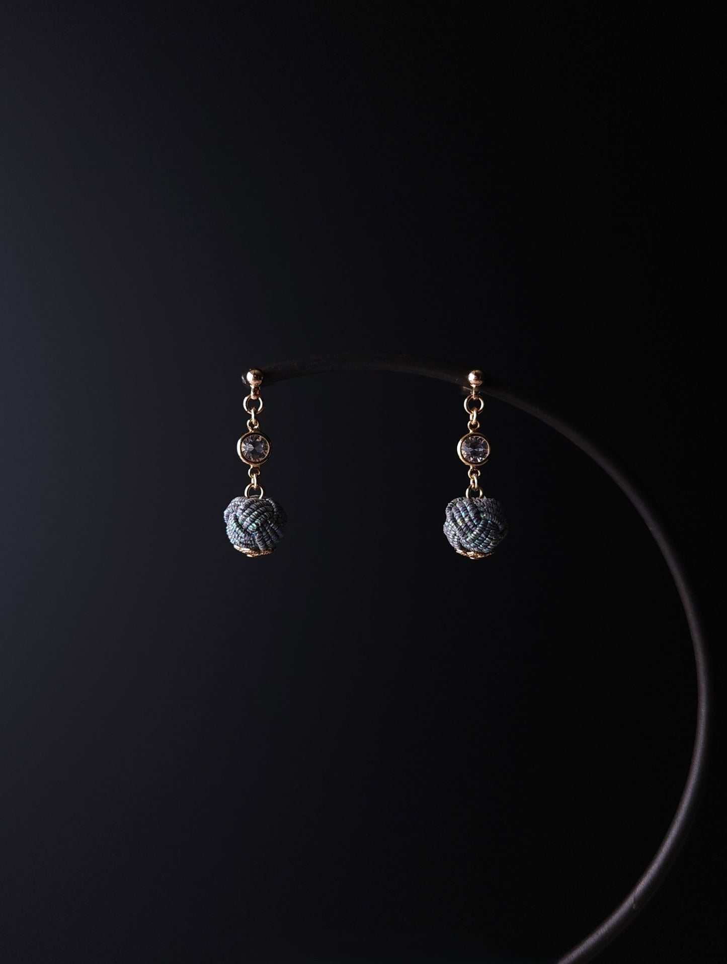 Japanese Mizuhiki Drop Earrings - Iridescent Gray