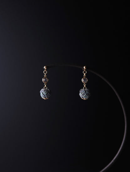 Japanese Mizuhiki Drop Earrings - Iridescent Gray