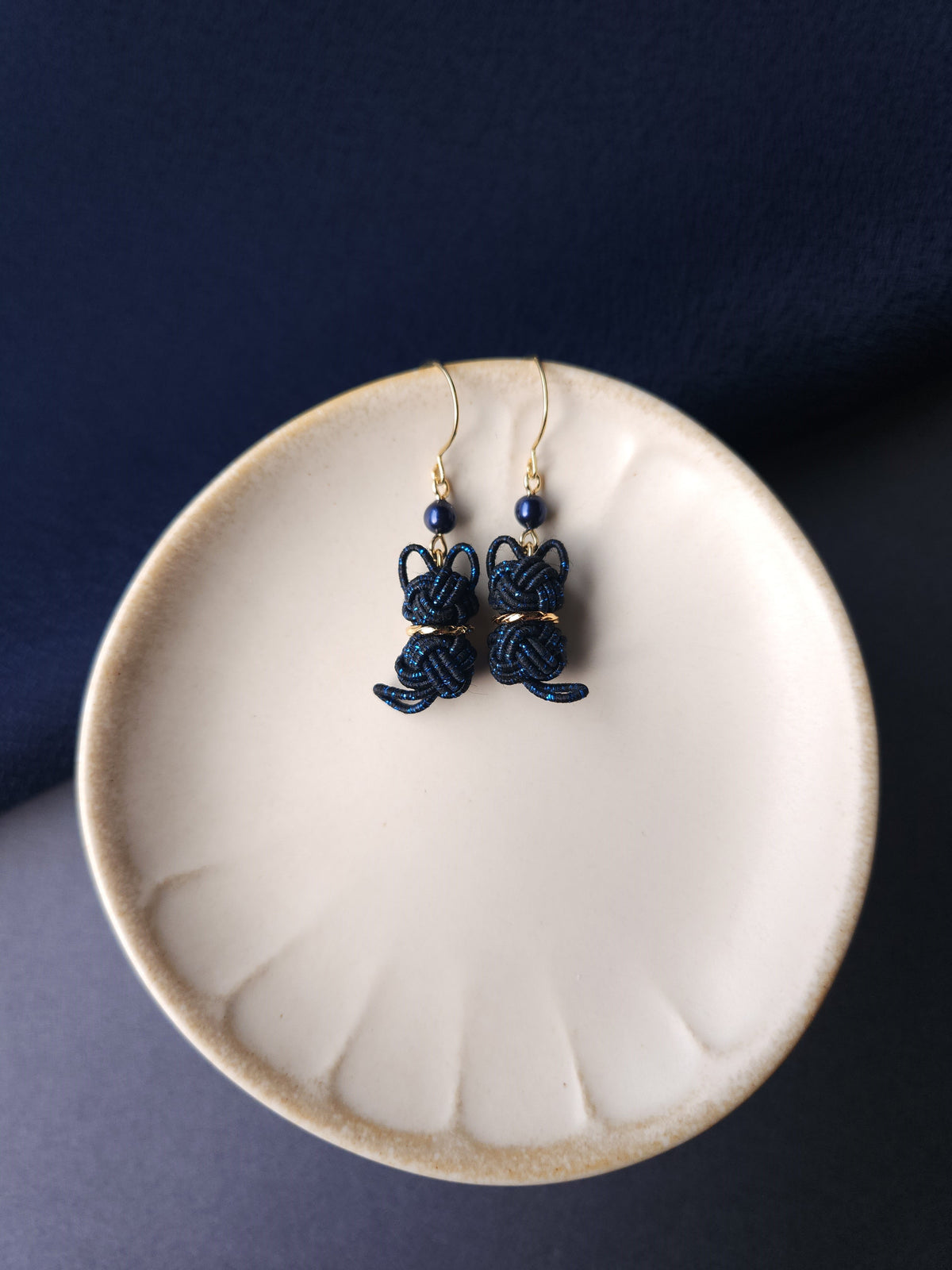 Cat Earrings  - Black and Blue
