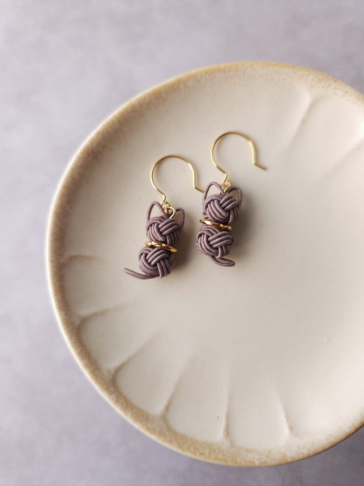 Cat Earrings - Satin Taupe