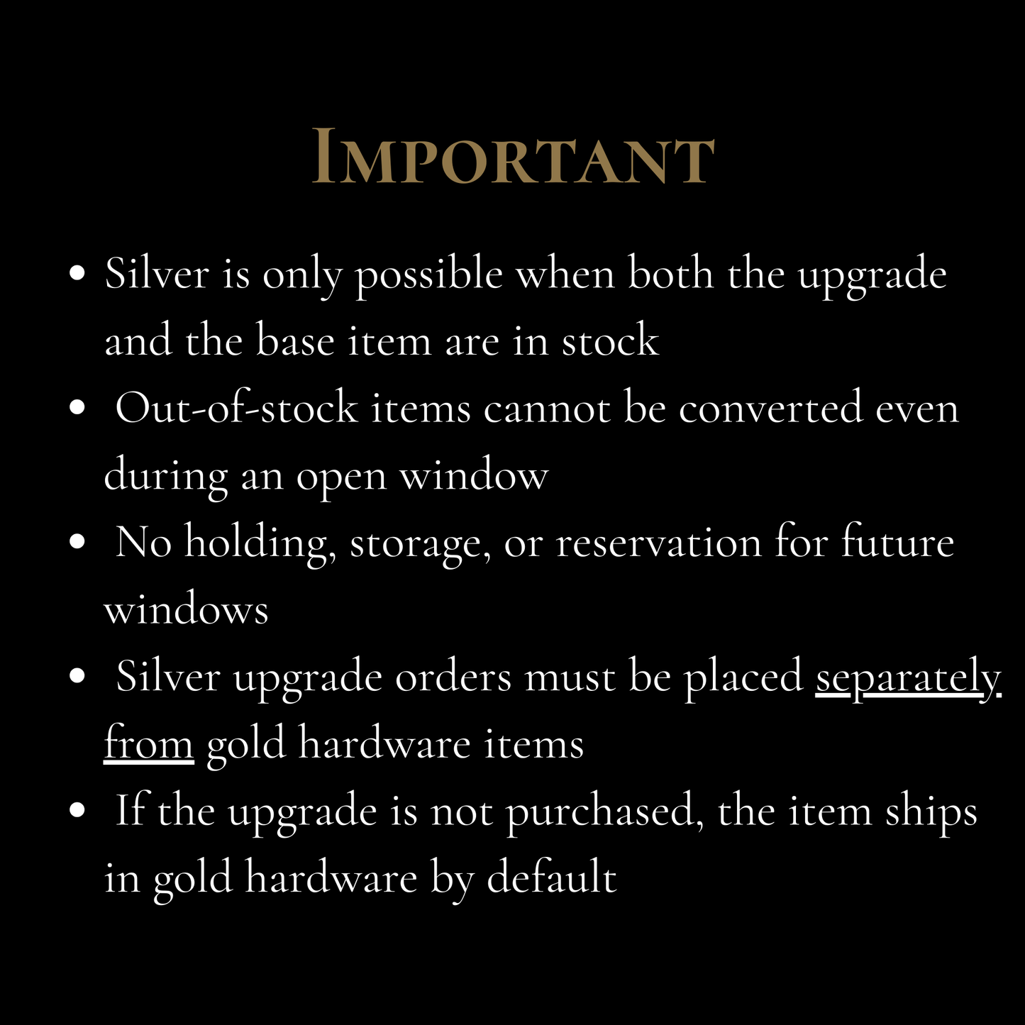 Silver Hardware Upgrade